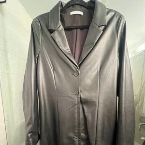 Abercrombie Women's Vegan Leather Blazer Dress, Black, Size L (tall)